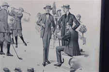 Four (4) Vintage Golf Clothing Various Advertisements & Cutout - Framed