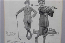 Four (4) Vintage Golf Clothing Various Advertisements & Cutout - Framed