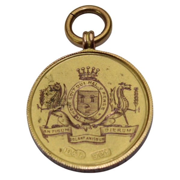 1921 Cheshire Union Of Golf Clubs Team Championship 9 Karat Gold Medal