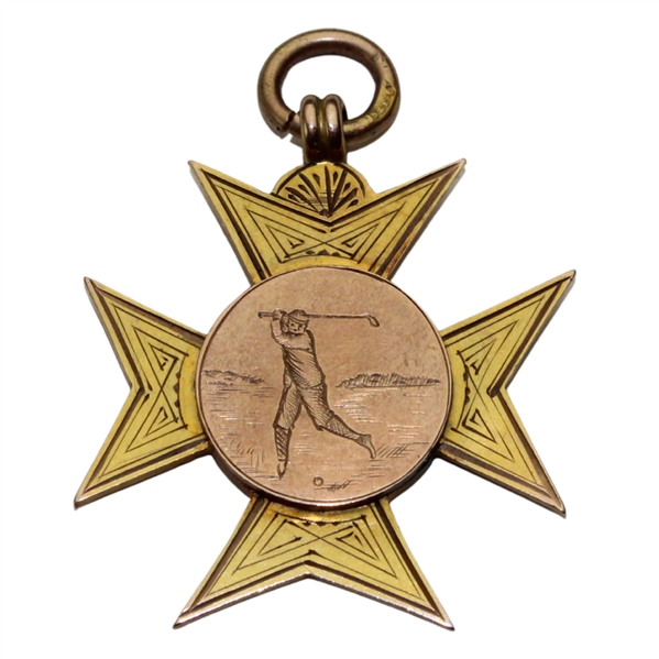 1899 W.W.M.C.C. Cross 9K Gold Medal with soldered emblem Won by G. Whiting