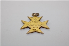 1899 W.W.M.C.C. Cross 9K Gold Medal with soldered emblem Won by G. Whiting