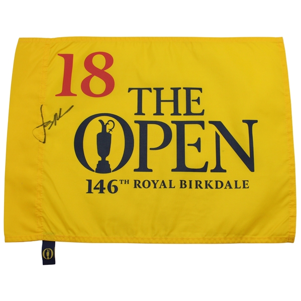 Jordan Spieth Signed 2017 Open Championship at Royal Birkdale Flag JSA ALOA