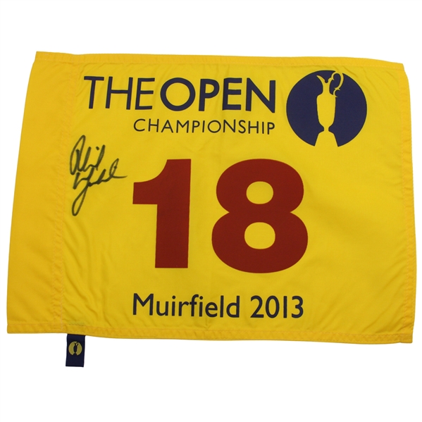 Phil Mickelson Signed 2013 The Open Championship at Muirfield Flag JSA ALOA