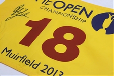 Phil Mickelson Signed 2013 The Open Championship at Muirfield Flag JSA ALOA