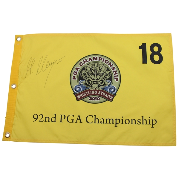 Martin Kaymer Signed 2010 PGA Championship at Whistling Straits Screen Flag JSA ALOA