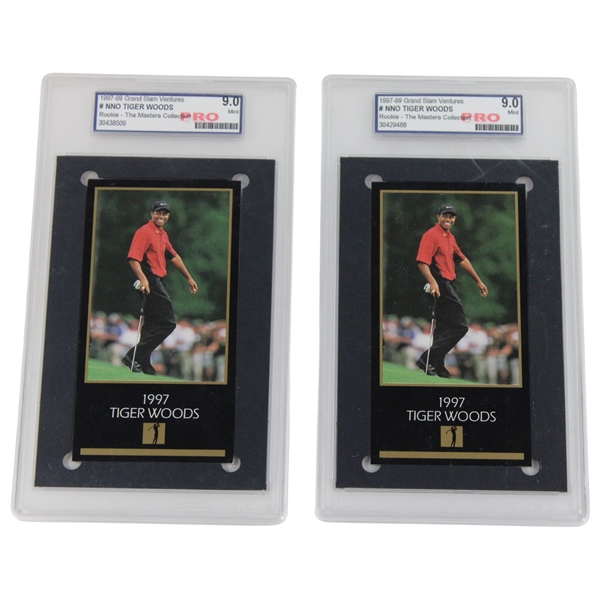 Two (2) Tiger Woods Grand Slam Ventures The Masters Collection Rookie Golf Cards