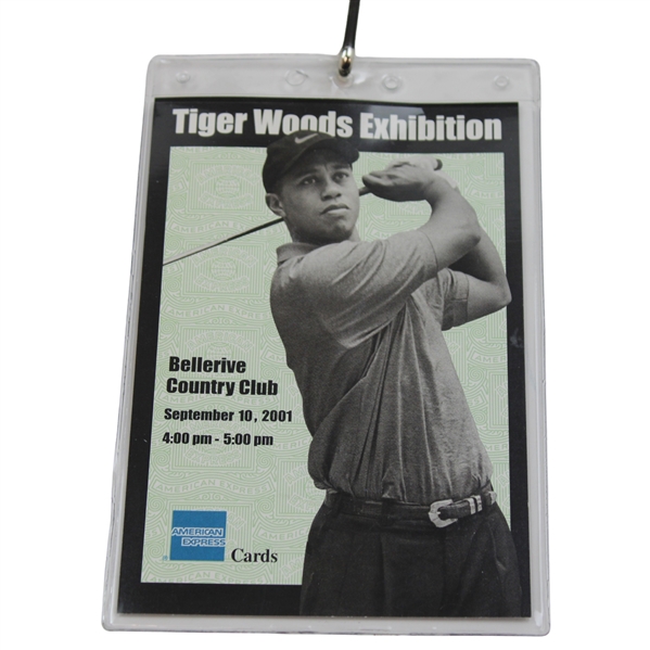 2001 Tiger Woods Exhibition at Bellerive CC Pass in Lanyard - September 10th, 2001