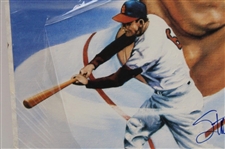 MLB HoFer Stan Musial Signed Oversize HoF/Hits/MVP Robert Simons 1985 Print JSA ALOA