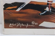 MLB HoFer Stan Musial Signed Oversize HoF/Hits/MVP Robert Simons 1985 Print JSA ALOA