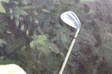 Original Oil Painting of Faldo Blasting from the Bunker by Artist Bernard Willington - Framed