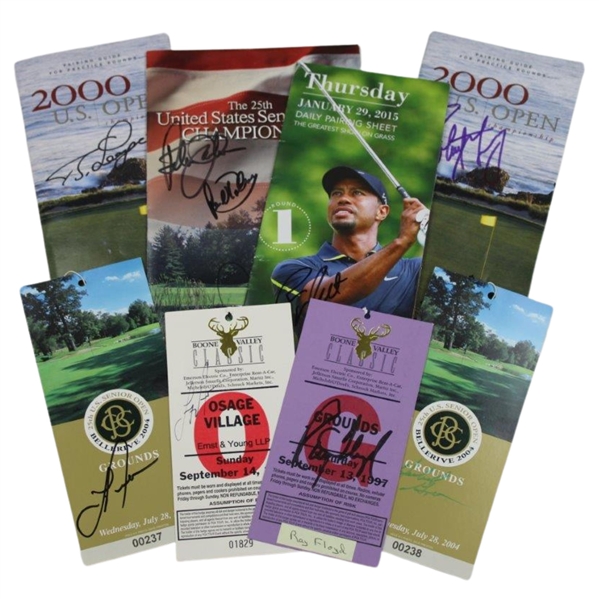 Langer, Floyd, Green, Nelson & others Signed Various Tickets/Guides/Parings JSA ALOA