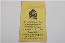 1965 La Costa Country Club Program w/Lester Nehamkin Photo Sheets/Negatives