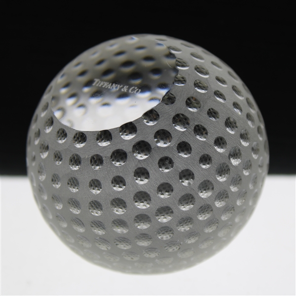 Tiffany & Co Luxury Leaded Crystal Art Glass Golf Ball Paperweight