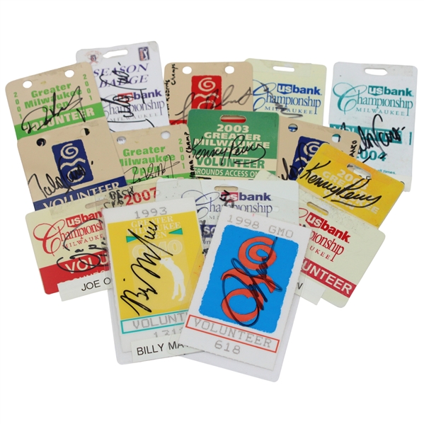 Fifteen (15) Various Greater Milwaukee Open Winners Signed Tickets/Badges/Credentials JSA ALOA