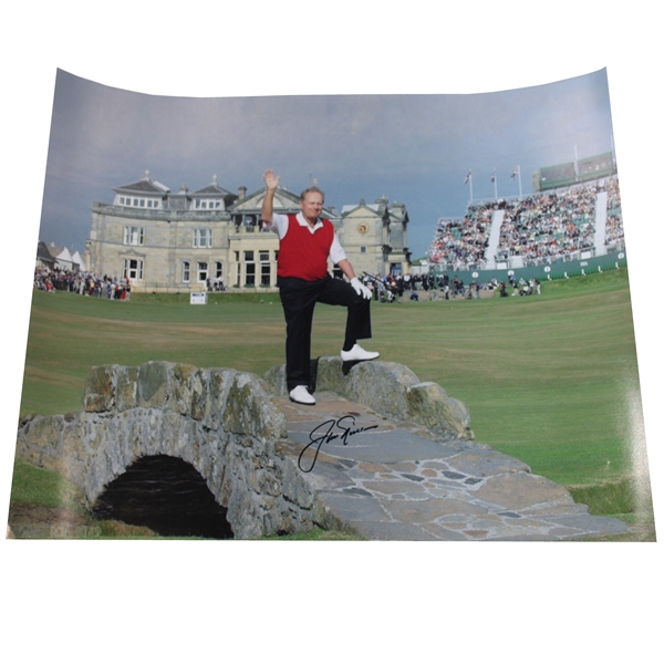 Jack Nicklaus Signed 16x20 St Andrews Swilken Bridge Open Farewell Photo JSA ALOA