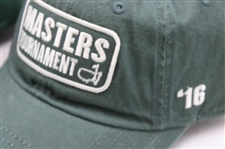 Four (4) 2016 Masters Caddy Hats - Green Circle Logo, Rectangle Patch, Top Dated & Under Dated