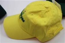 Four (4) 2016 Masters Caddy Hats - Green Circle Logo, Rectangle Patch, Top Dated & Under Dated
