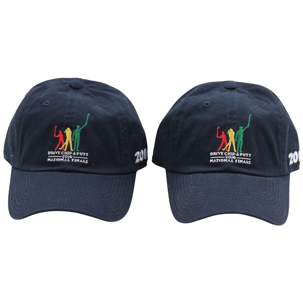 Two (2) 2016 Drive, Chip & Putt National Finals Navy Caddy Hats - New w/Tags