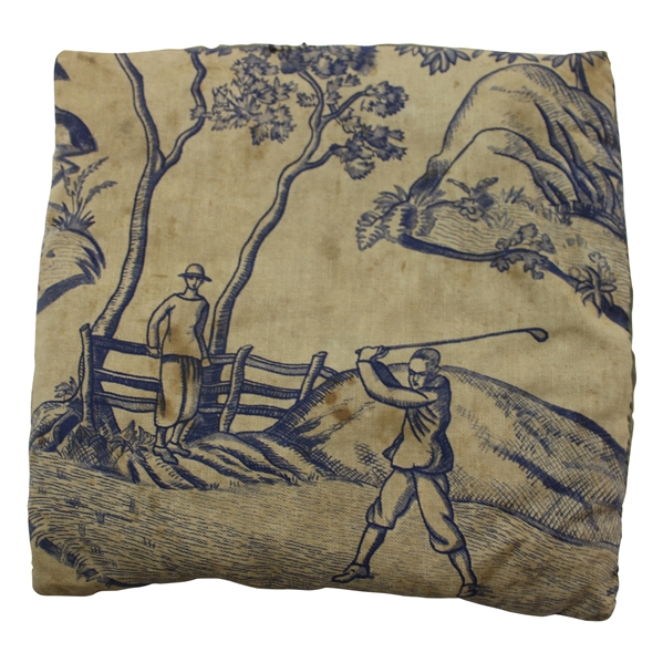 Pillow with Oriental Figures Playing Golf