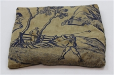 Pillow with Oriental Figures Playing Golf