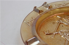Classic Golfer with Club & Bag Glass Ash Tray w/Golf Themed Perimeter