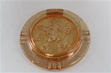 Classic Golfer with Club & Bag Glass Ash Tray w/Golf Themed Perimeter