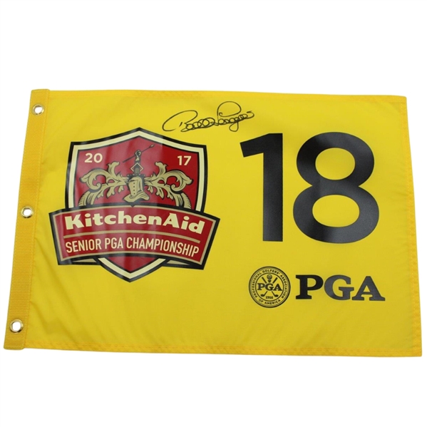 Bernhard Langer Signed 2017 KitchenAid Sr PGA Championship Screen Flag JSA ALOA