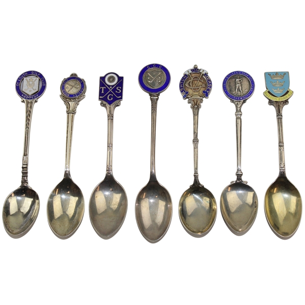 Seven (7) Various Vintage Golf Themed Sterling Silver Spoons