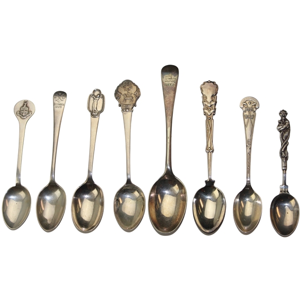 Eight (8) Various Vintage Golf Themed Sterling Silver Spoons