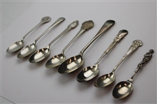 Eight (8) Various Vintage Golf Themed Sterling Silver Spoons