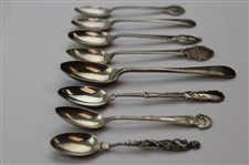 Eight (8) Various Vintage Golf Themed Sterling Silver Spoons