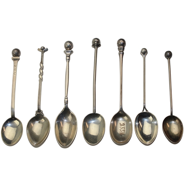Seven (7) Various Vintage Golf Themed Sterling Silver Spoons