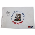 Champion JJ Spaun Signed 2025 US Open at Oakmont Embroidered Flag JSA ALOA