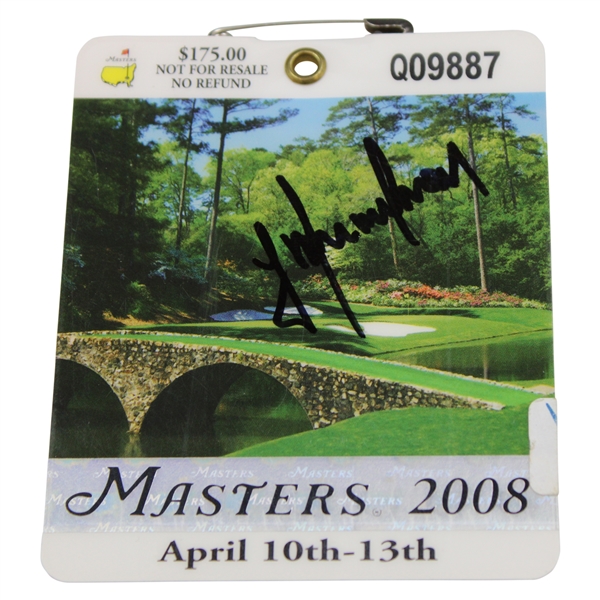 Trevor Immelman Signed 2008 Masters Tournament SERIES Badge #Q09887 JSA ALOA