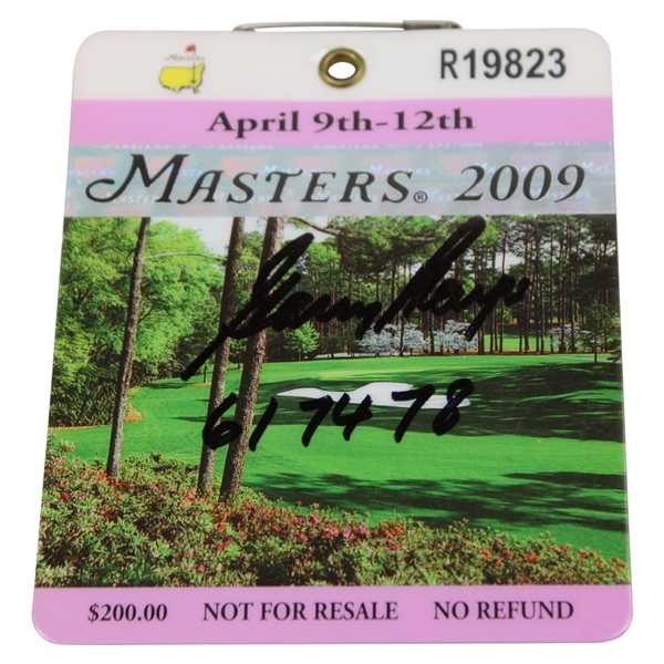 Gary Player Signed 2009 Masters Tournament SERIES Badge #R19823 with Years Won JSA ALOA
