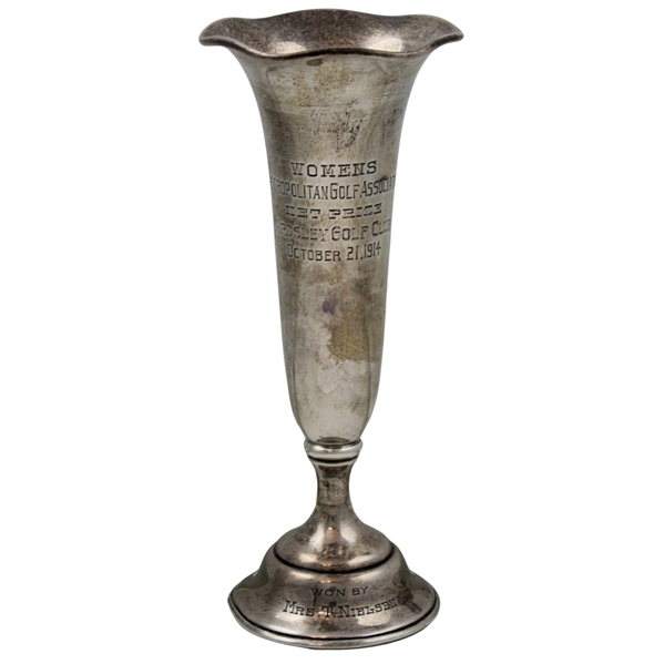 1914 Womens Metropolitan Golf Assoc. Net Prize Ardsley GC Sterling Silver Trophy Won by Mrs. T. Nielsen