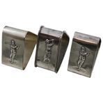 Three (3) Sterling Silver Post-Swing Golfers Themed Napkin Holders