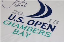 Jordan Spieth Signed 2015 US Open at Chambers Bay Embroidered Flag JSA ALOA