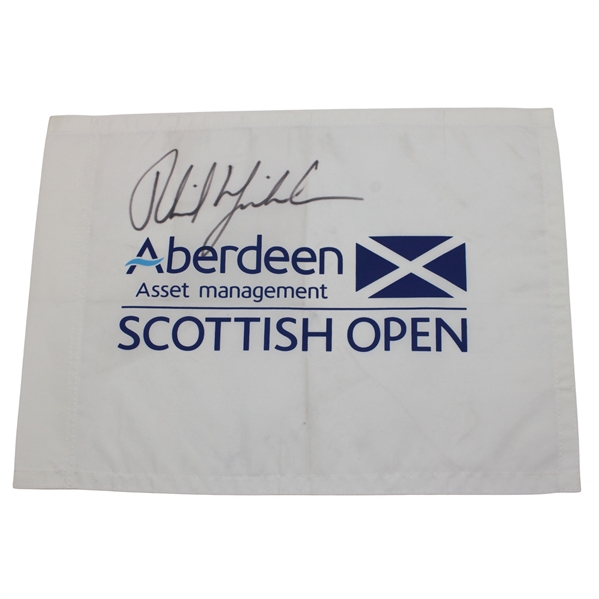 Phil Mickelson Signed Aberdeen Asset Management Scottish Open Flag JSA ALOA