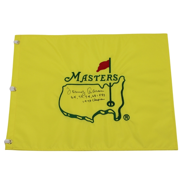Tommy Aaron Signed Masters Undated Embroidered Flag w "68, 73, 74, 68 = 283 1973 Champion" JSA ALOA