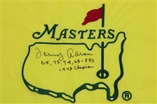 Tommy Aaron Signed Masters Undated Embroidered Flag w' 68, 73, 74, 68 = 283 1973 Champion JSA ALOA