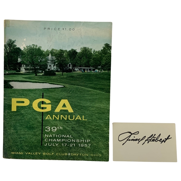 Lionel Hebert signed 3x5 w/ 1957 PGA Championship at Miami Valley Program JSA ALOA