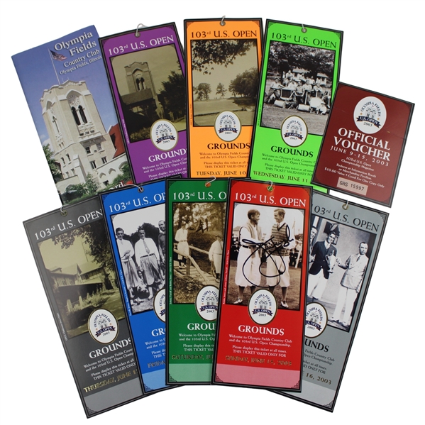 Jim Furyk Signed 2003 US Open at Olympia Fields Sunday Ticket & Unsigned Rest of Ticket Set