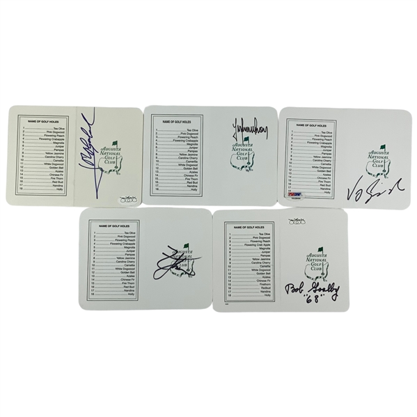 Olazabal, Immelman, Singh, Johnson, and Goalby Signed Augusta National Golf Club Scorecards JSA ALOA