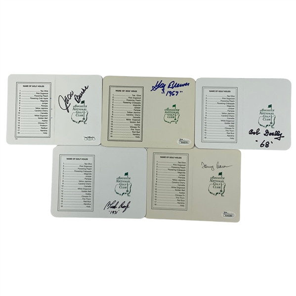 Jack Burke, Gay Brewer, Bob Goalby, Charles Coody & Tommy Aaron Signed Augusta National Golf Club Scorecards JSA ALOA