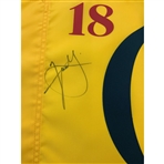 Xander Schauffele Signed 2024 The Open at Royal Troon Yellow Screen Flag JSA ALOA