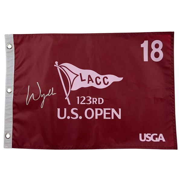 Wyndham Clark Signed 2023 US Open at LA Country Club Red Screen Flag JSA ALOA