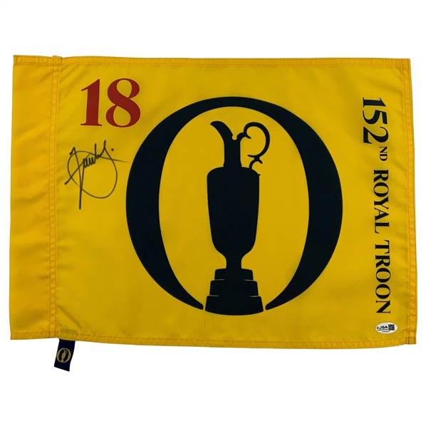 Xander Schauffele Signed 2024 Open Championship at Royal Troon Flag JSA #CH92852