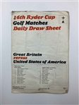 1965 Ryder Cup Draw Sheet, 1971 Jackie Gleason Inverrary Classic Program & Two Golf Magazines