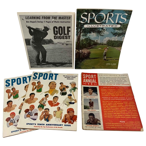 Lot of Five (5) Golf Magazines Featuring Ben Hogan